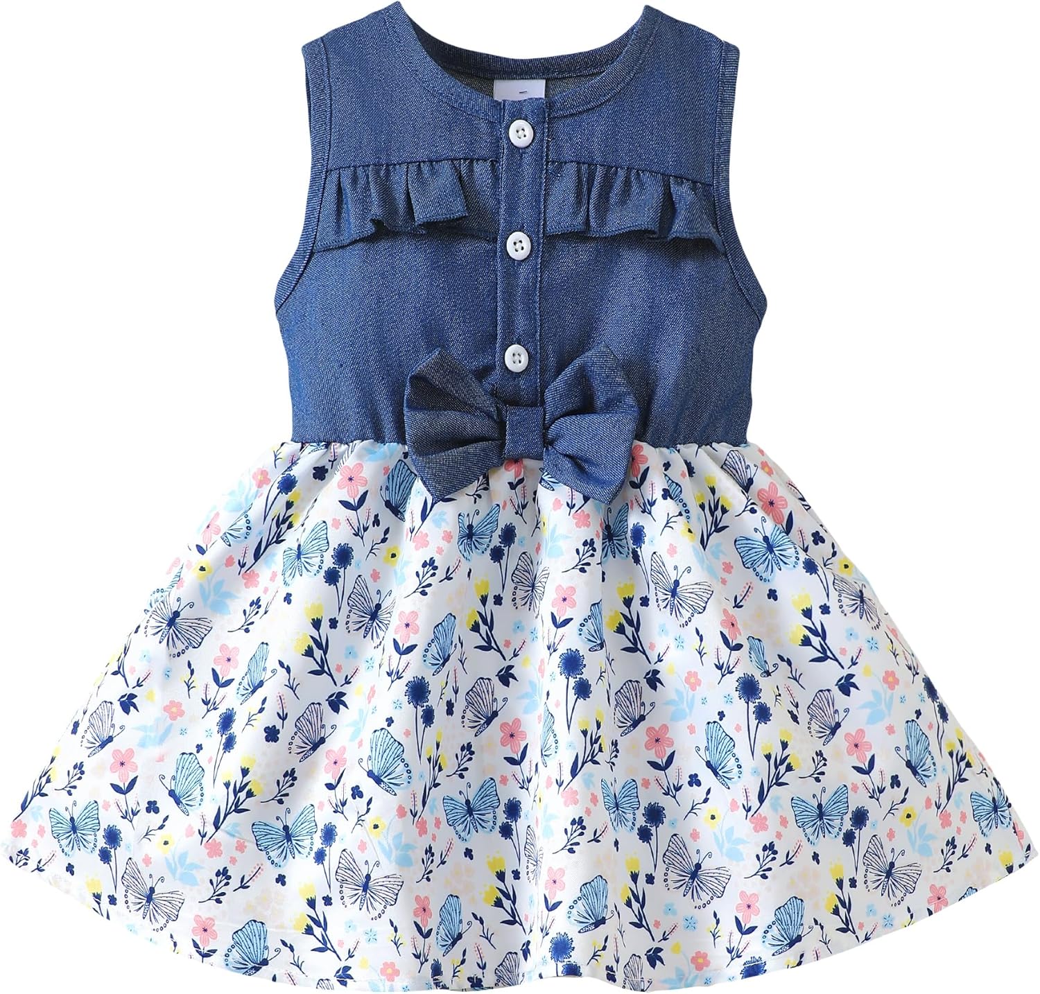 Renotemy Toddler Baby Girl Outfits Summer Dresses Sleeveless Infant Denim Sundress Jeans Dress for Girl Clothes