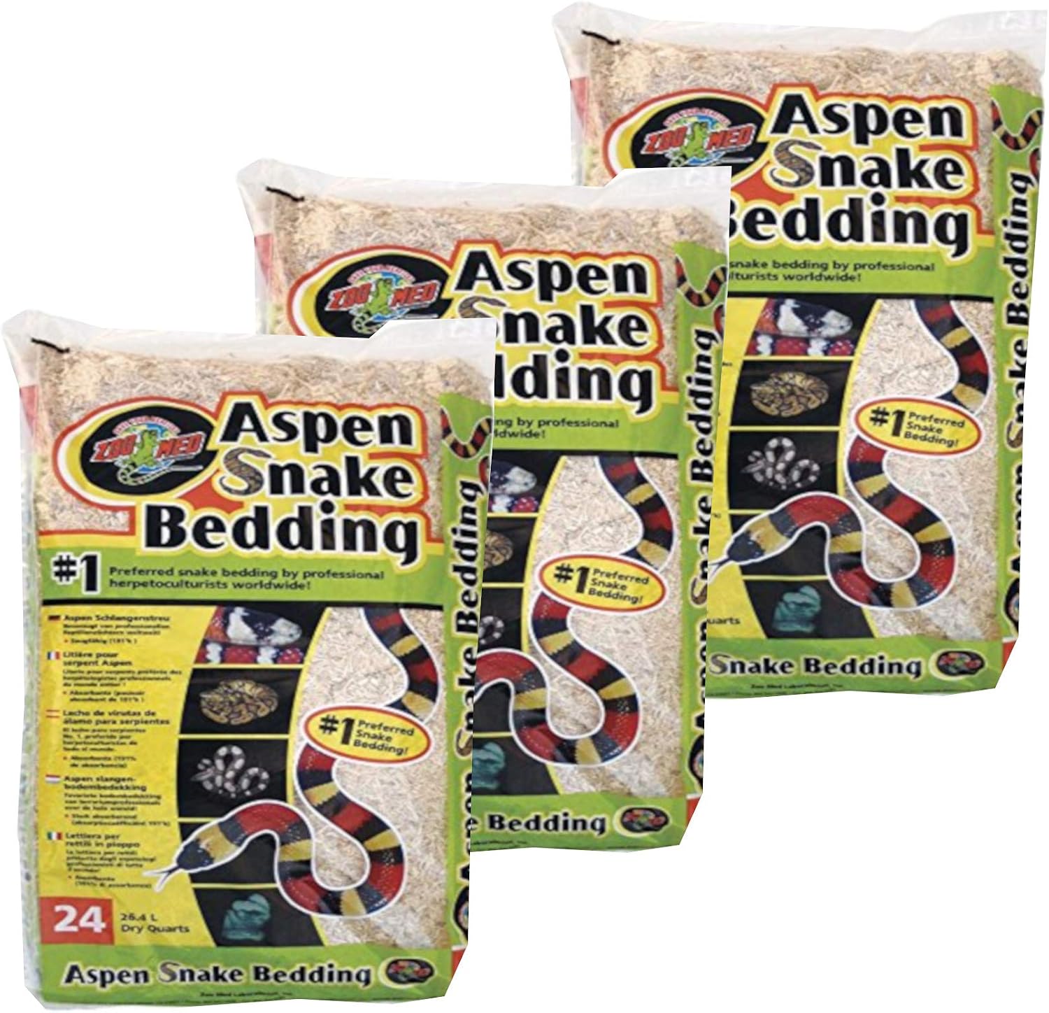 Zoo Med (Pack of 3) Aspen Snake Bedding, 24 Quarts