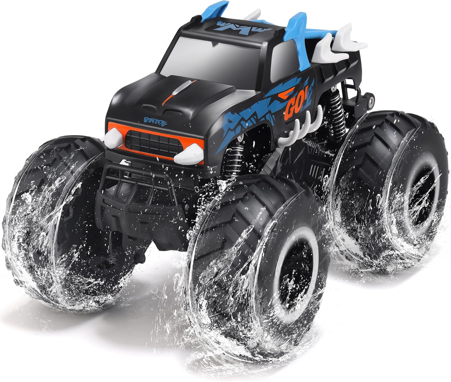 Threeking 1:16 Amphibious Monster Truck All Terrain Remote Control Car Toys | Waterproof Durable 4WD Off-Road RC Crawler Cars Pick-Up Unique Toy Gifts for Boys Girls Ages 6-12
