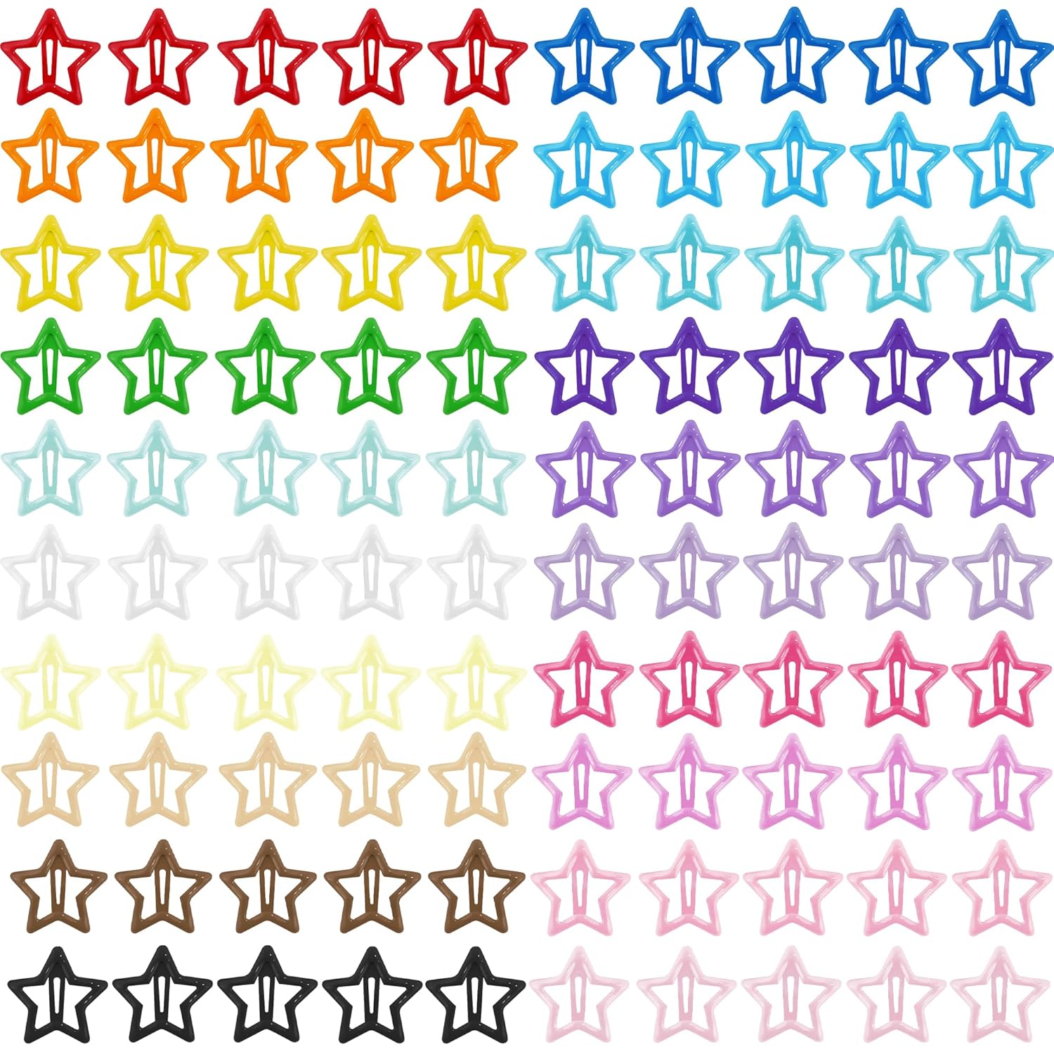 VIBILIA Star Hair Clips Y2K Multicolor Metal Hair Accessories-100PCS 1.18" | 2000s Star Snap Hair Barrettes Non Slip Metal Hair Clips for Girls Women