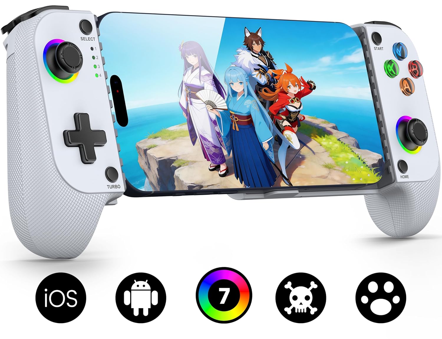 Mocagen MC1 Phone Controller for iPhone & Android – Ergonomic Grip, Low Latency, Case Friendly, Bluetooth Mobile Controller with Hall Effect Joysticks, Turbo, Portable Travel Companion for Car/Leisure