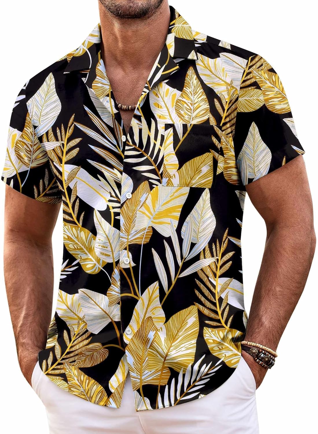 COOFANDY Mens Hawaiian Shirt Short Sleeve Floral Button Down Shirts Tropical Summer Beach Shirts Camp Collar Shirt