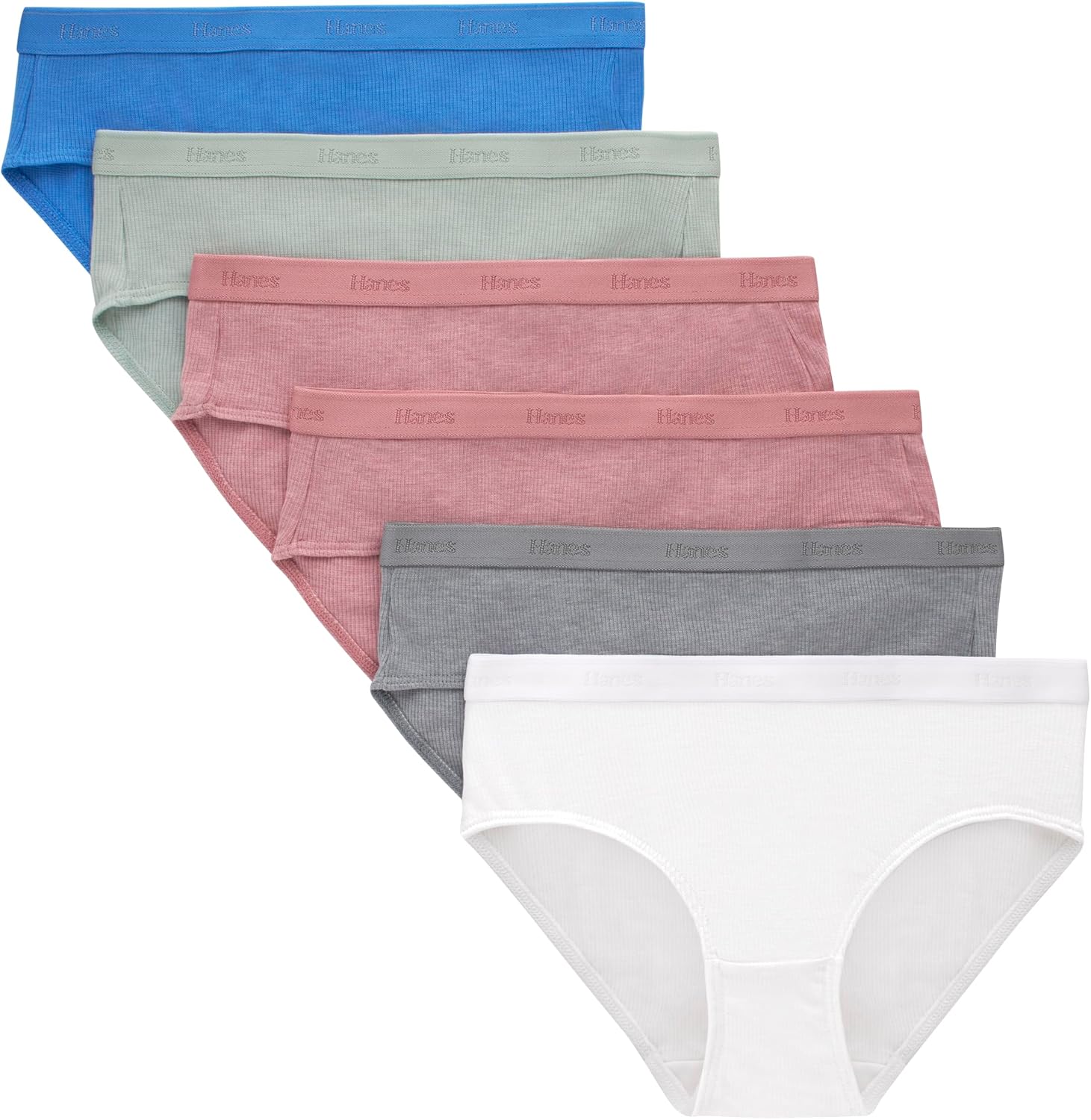 Hanes Girls' Originals Supersoft Bikini Underwear, Modal Rib Panties for Girls, 6-pack