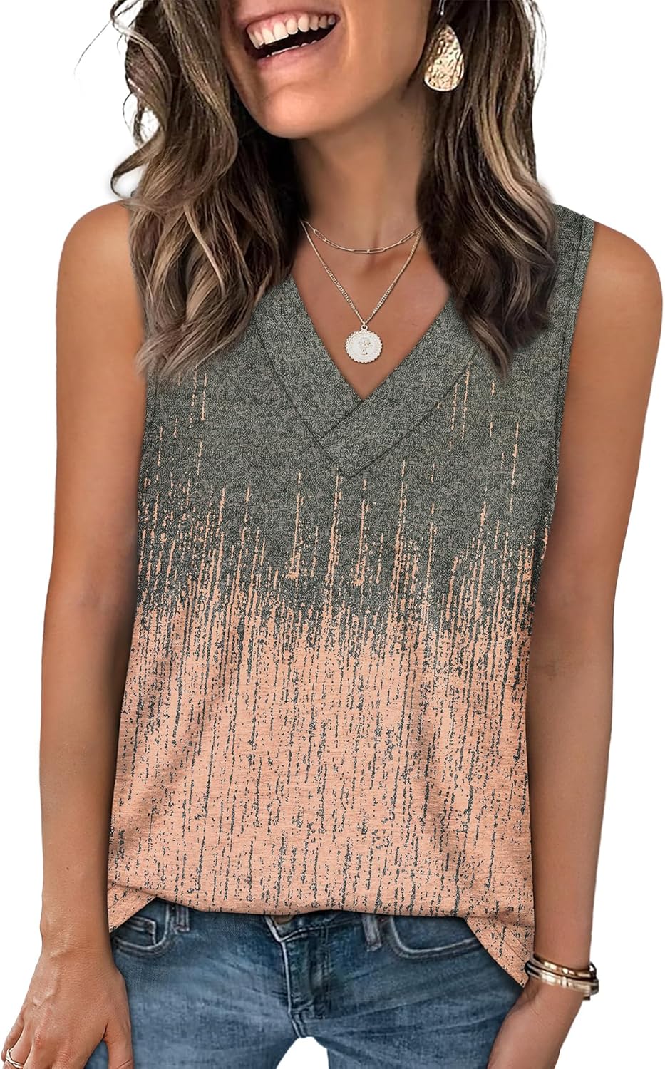 WIHOLL Tank Tops for Women Summer V Neck T Shirts Trendy Sleeveless Basic Tees Fashion Clothing