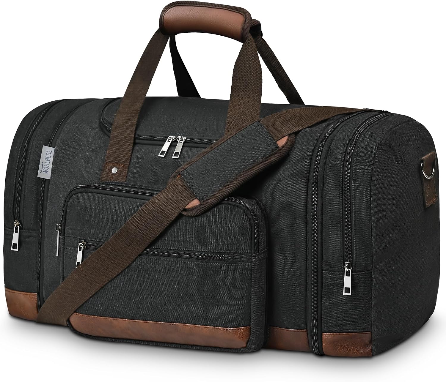 50L Expandable Canvas Duffle Bag Weekender Travel Carry On Gym | Large Capacity, Multiple Pockets, Detachable Strap, Travel Duffel Bags Women Men,Duffle Bags for Traveling