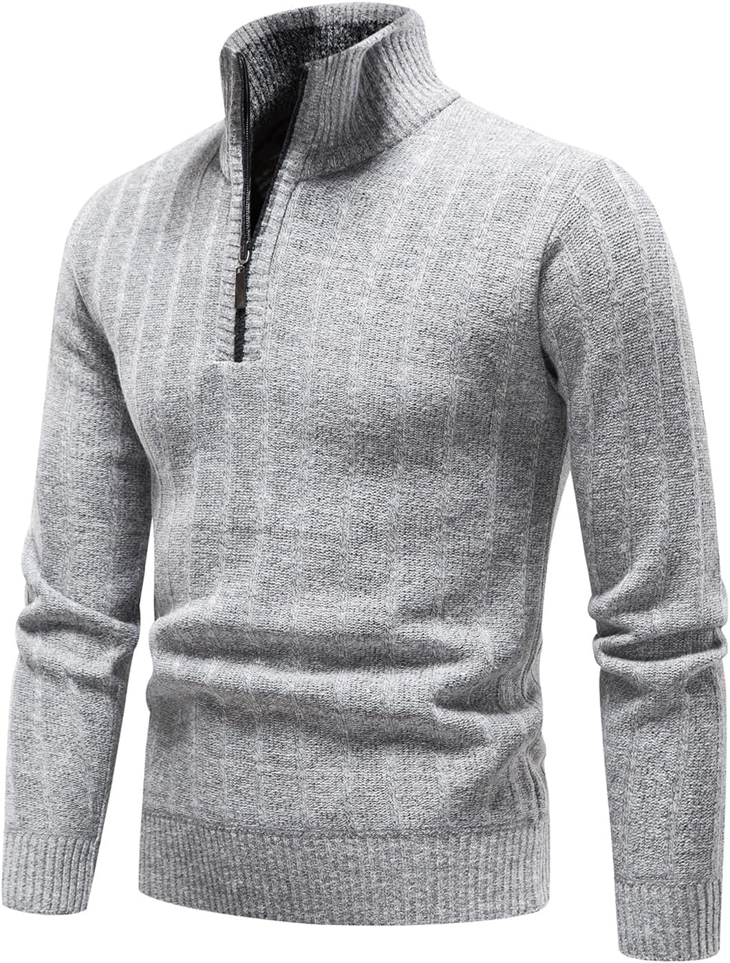 Mylldey Quarter Zip Sweater Men's Pullover Sweaters Knit Long Sleeve Sweater Mens