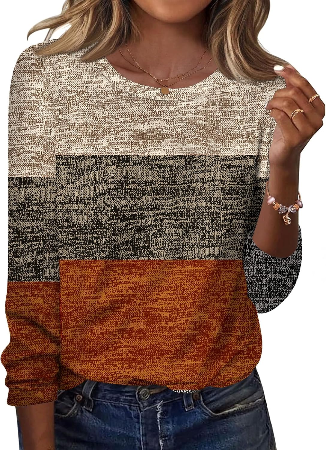 TCOT Women Long Sleeve Crew Neck Tee Tops Trendy Casual Dressy Blouses Spring Clothes Pullover Shirts