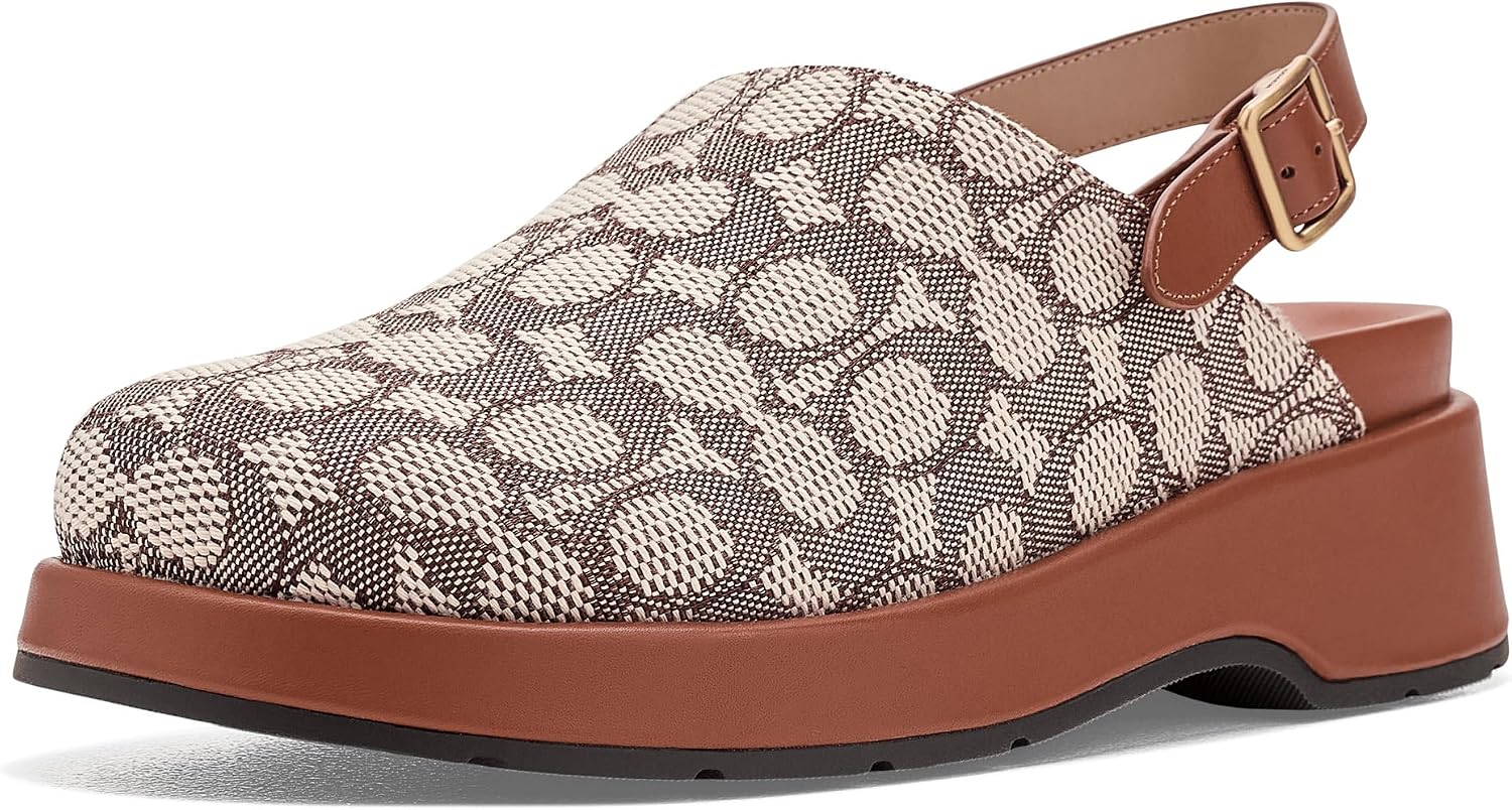 Coach Sculpted C Platform Clog In Signature Textile Jacquard