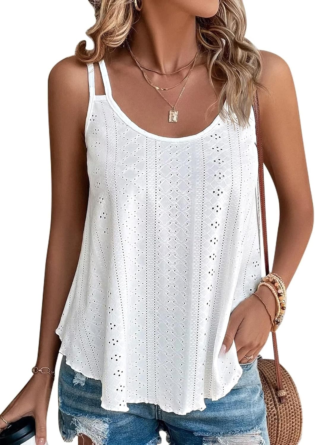 ATHMILE Women's Tank Tops Sleeveless Summer Top Spaghetti Strap Spring Shirt Loose Fit Beach Vacation 2026 Casual