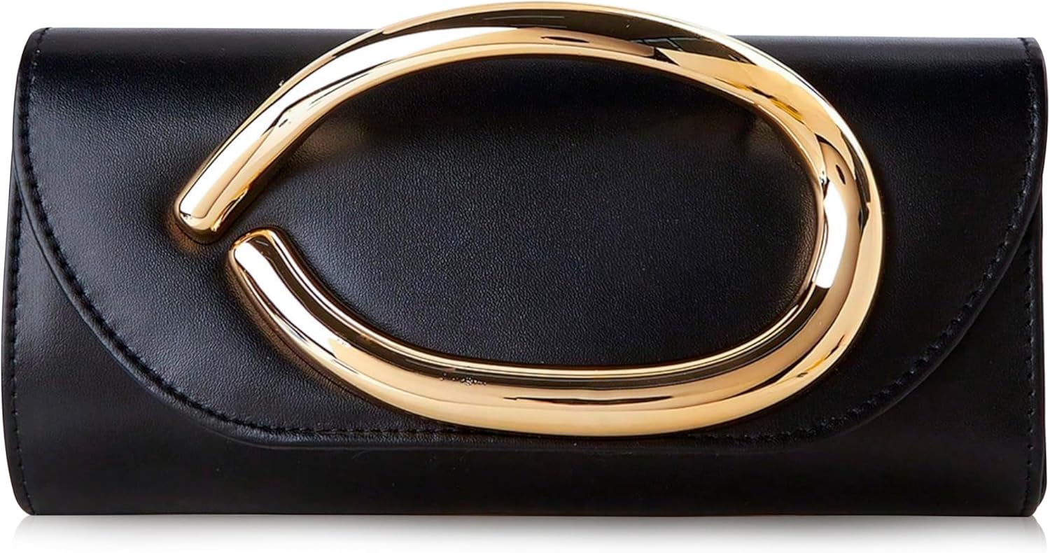 Evening Clutch Purse for Women Metal Handle Chain Bag | Evening clutch purse for women with metal handle, detachable chain strap, formal handbag for wedding, prom, party, cocktail