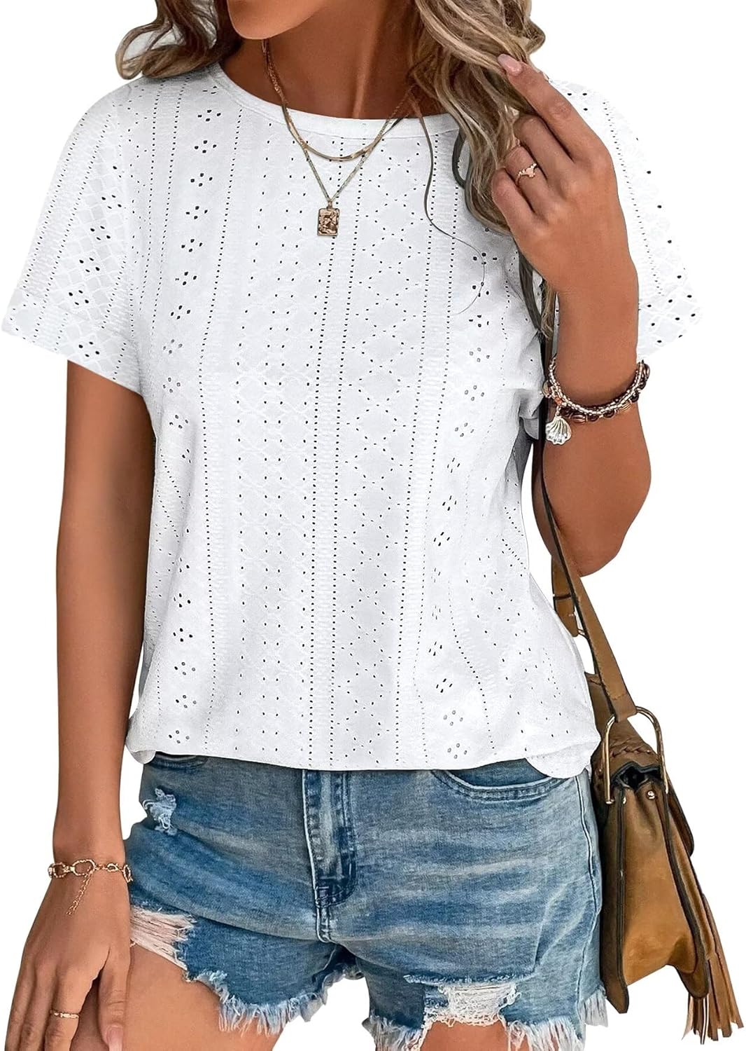 Bliwov Womens Tops Summer Spring Short Sleeve T Shirts 2026 Trendy Cute Outfits Boho Blouses Beach Vacation Fashion Clothes