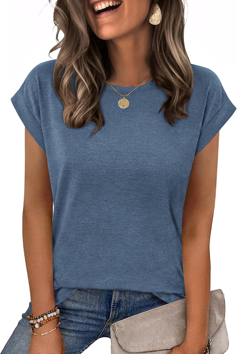 Zeagoo Womens Tops Summer Casual Cap Sleeve Tshirts Shirts Business Dressy Spring Fashion Outfits Trendy Clothes