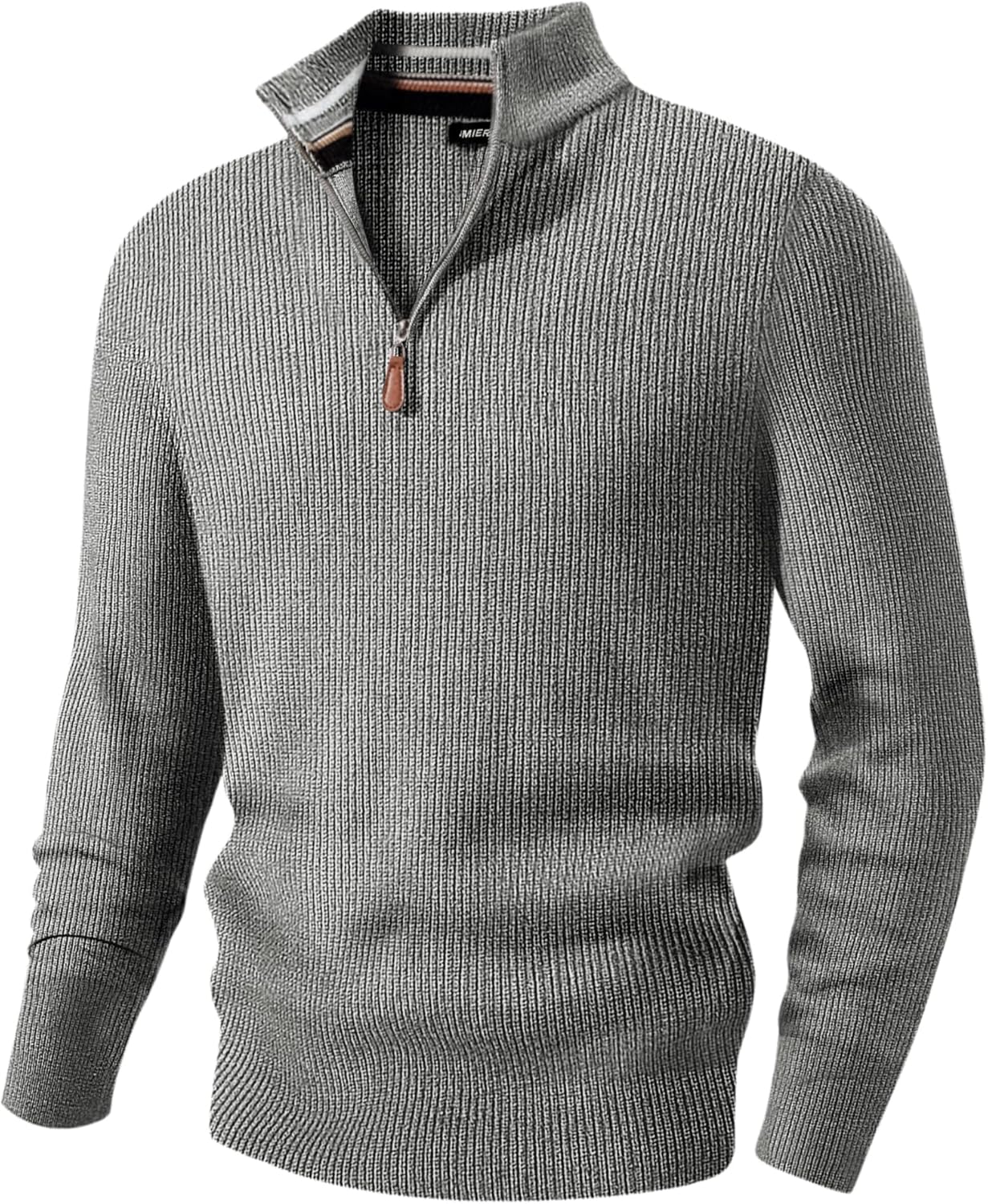 JMIERR Mens Quarter Zip Pullover Sweaters Casual Long Sleeve Fall Knit Texture Sweater