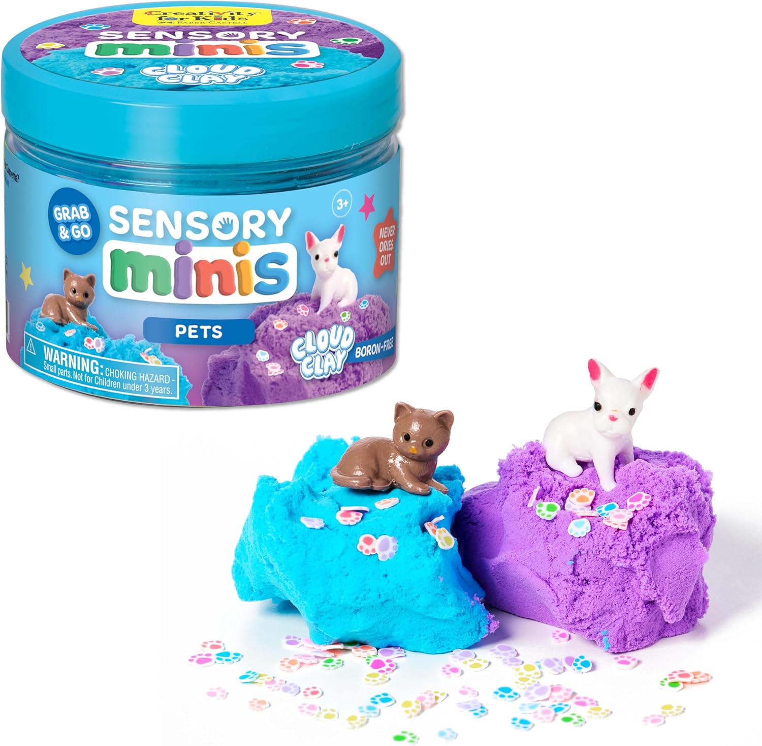 Creativity for Kids Sensory Minis Pets Kit | Cloud Clay Sensory Toy for Kids | Mess-Free, Screen Free Summer Supplies | Travel Activity for Kids (Ages 3+)
