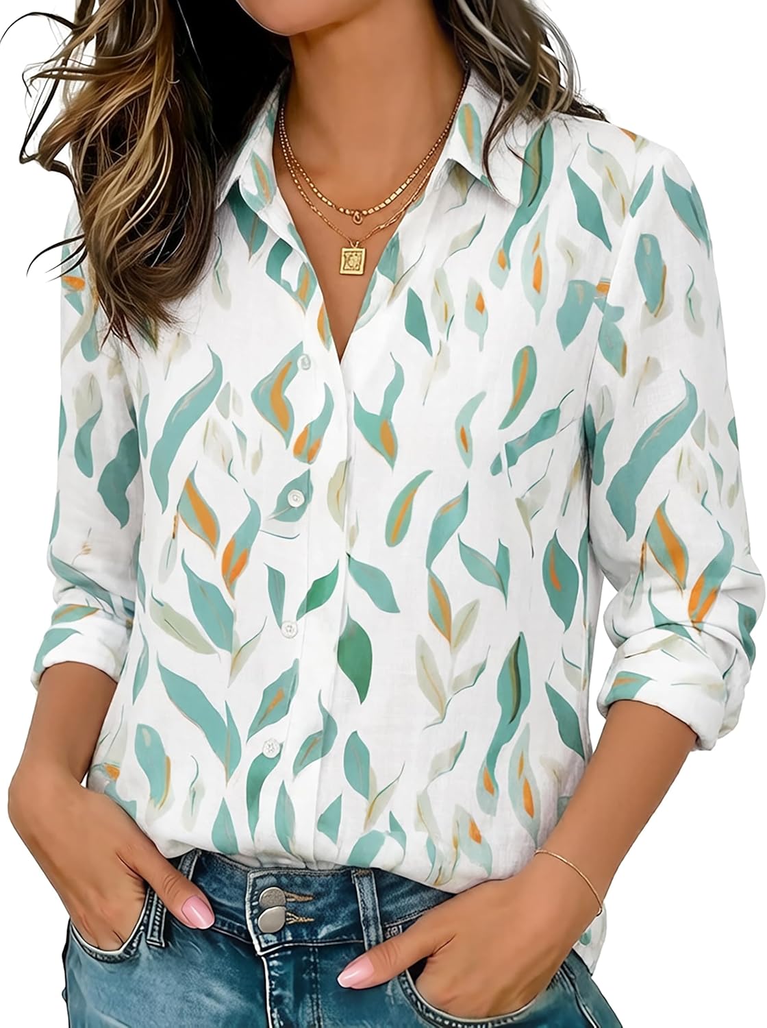 Soft Wrinkle-Free Button Down Stretch Shirts for Women, Breathable Moisture-Wicking Casual Work Dress Tops