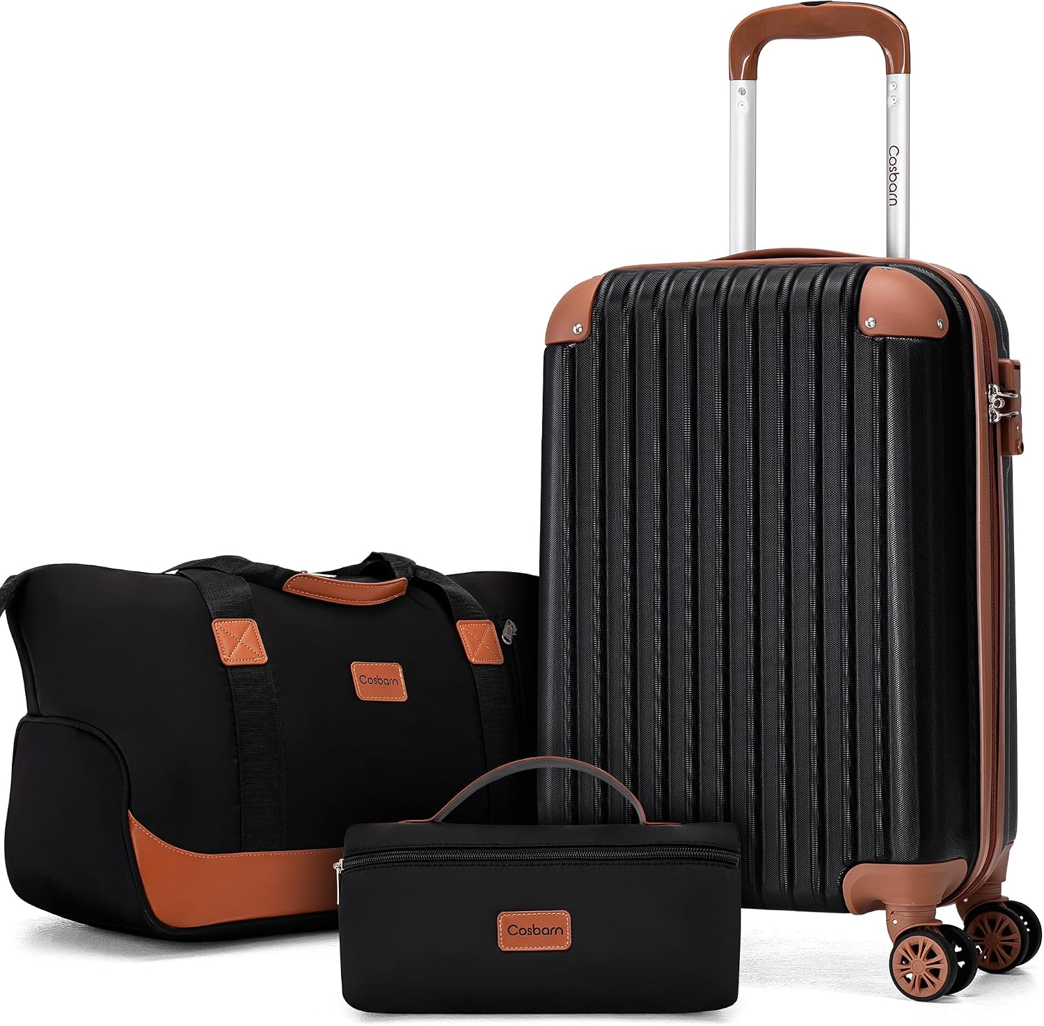 Cosbarn Carry On Luggage,3 Piece Luggage Set,22x14x9 Airline Approved | Luggage With TSA-Approved Lock,Lightweight ABS,Suitcases with 360° Spinner Wheels,20Inch,Matching Duffle Bag,For Men&Women