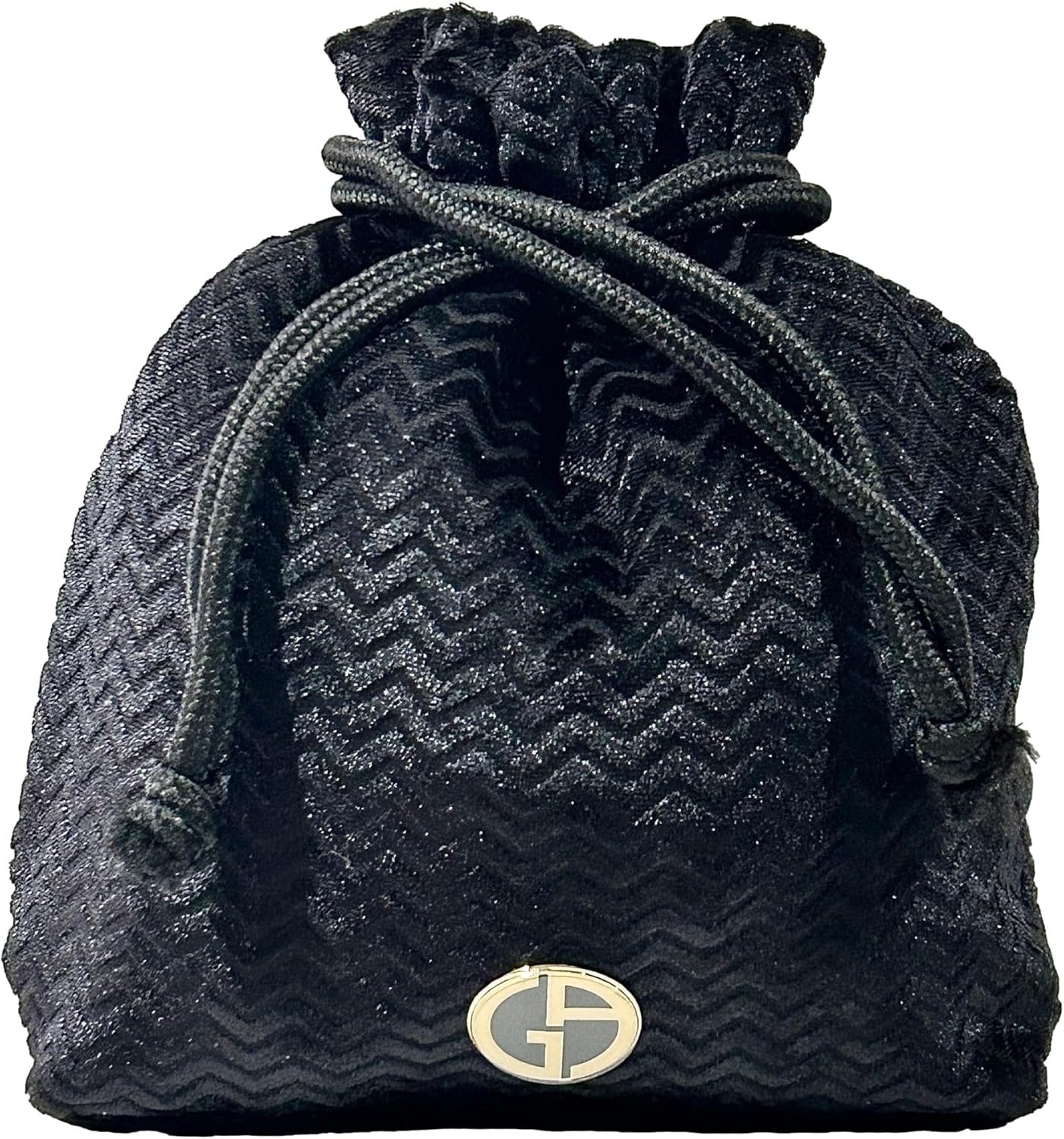 GIORGIO ARMANI BLACK Drawstring Chevron Cosmetic Pouch Makeup Bag Fragrance Bag (6.5L X 8.5H X 2.5W) - 0861