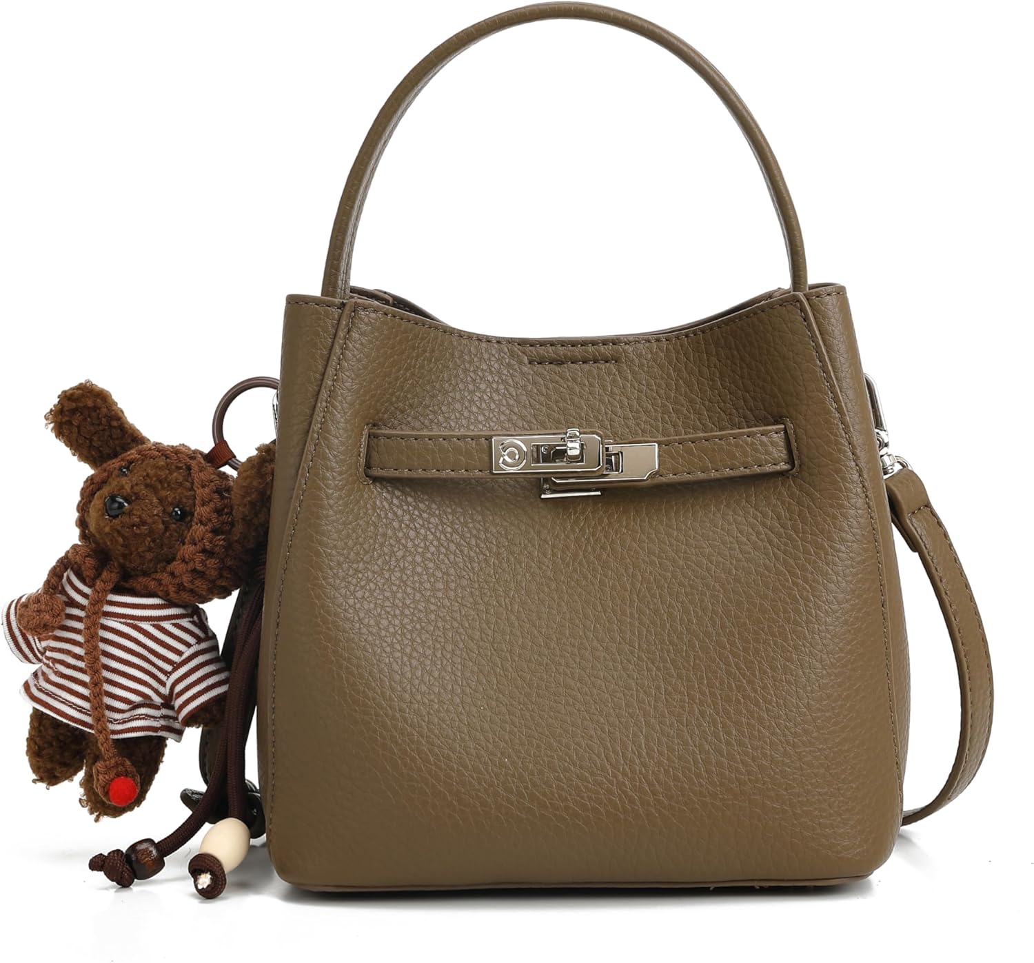 Ladies' wallet, light luxury bucket bag, lychee patterned handbag, high-end sense, one shoulder versatile crossbody bag