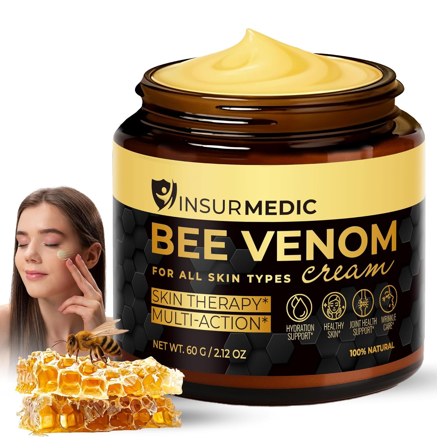 Bee Venom Skin Care Cream - Wrinkle Smoothing Face & Body Moisturizer | Advanced Firming & Comprehensive Repair Bee Venom Cream for All Skin Types