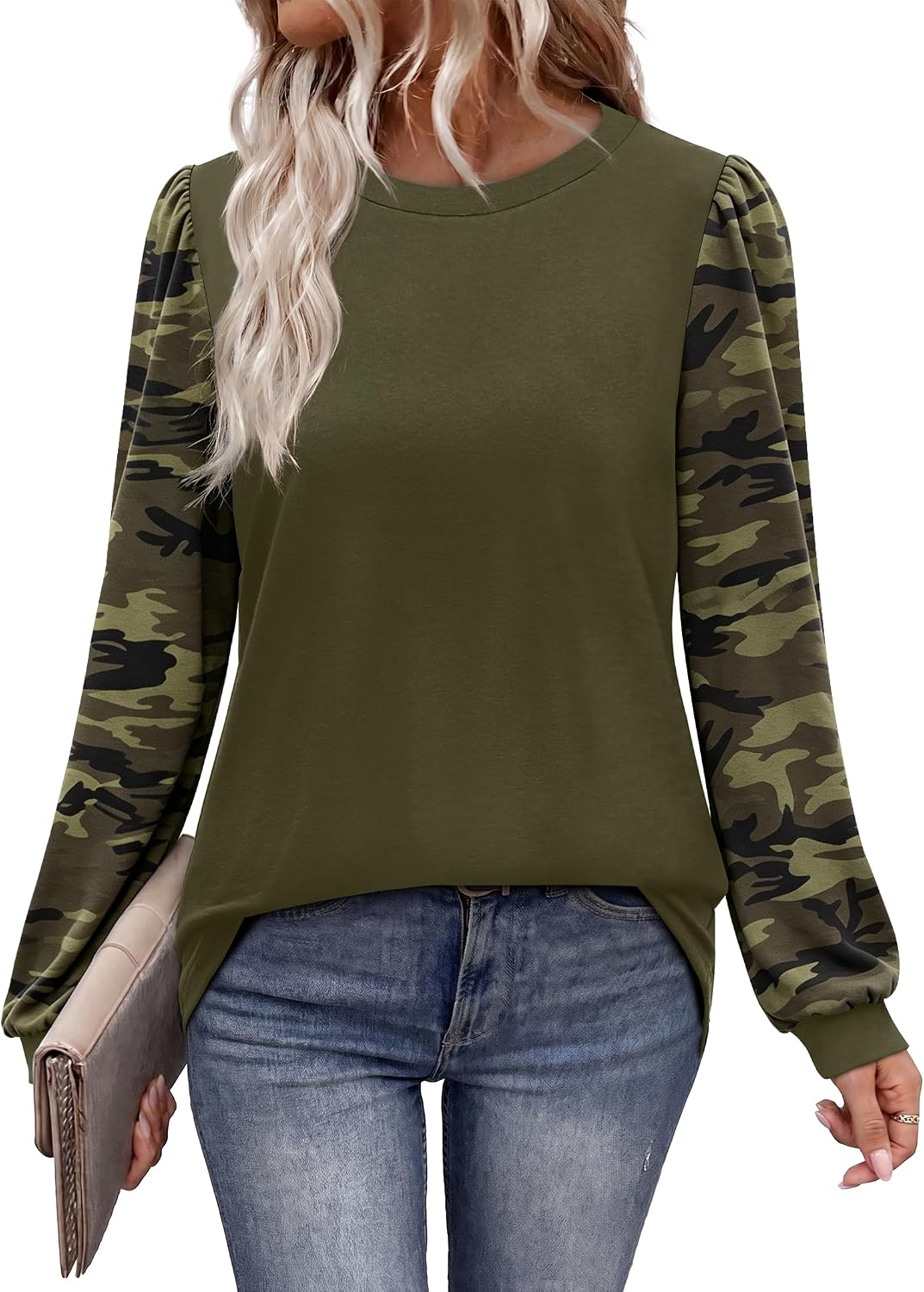 WIHOLL Long Sleeve Shirts for Women Fall Fashion Tops Trendy Color Block | Winter Clothing 2026, Lightweight, Soft, Loose Fit, Business Casual
