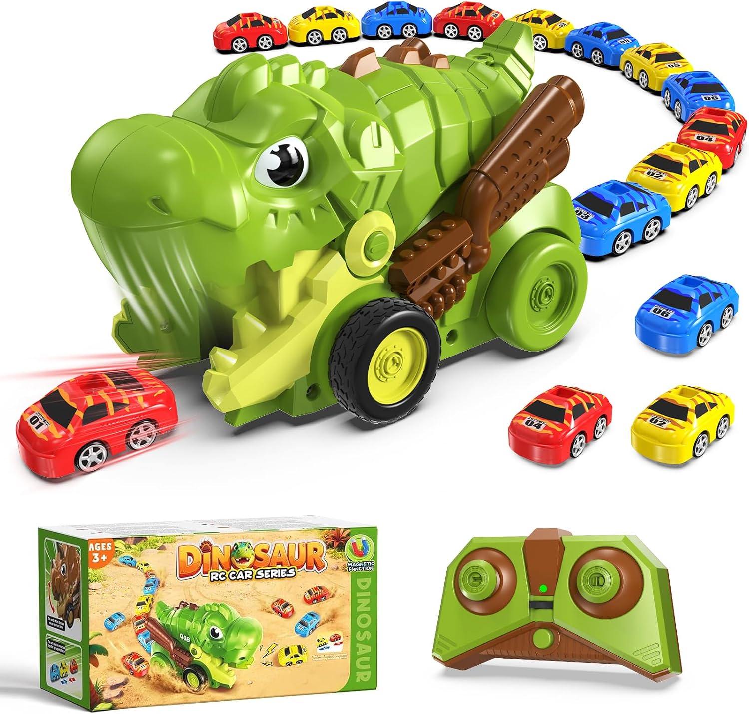 Remote Control Cars for Kids Ages 4-7, Dinosaur RC Monster Truck with Eating Battle Game, 2.4GHz Dual Joystick Remote Control Car Swallows Mini Race Cars, Dinosaur Toys Gifts for Boys Girls Ages 3-5 |