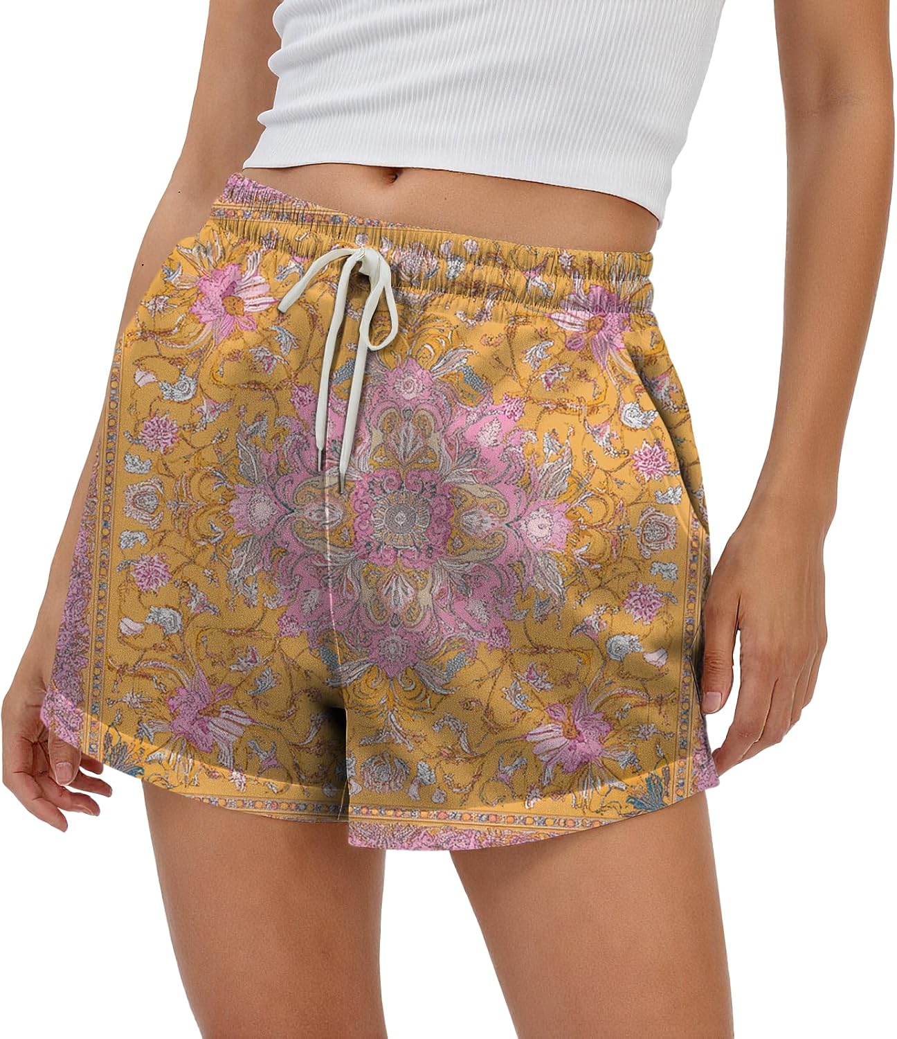 domirica Women Sweat Shorts Elastic Waist Fashion Athletic Shorts for Women Baggy Sweats with Pocket Trendy Street Wear