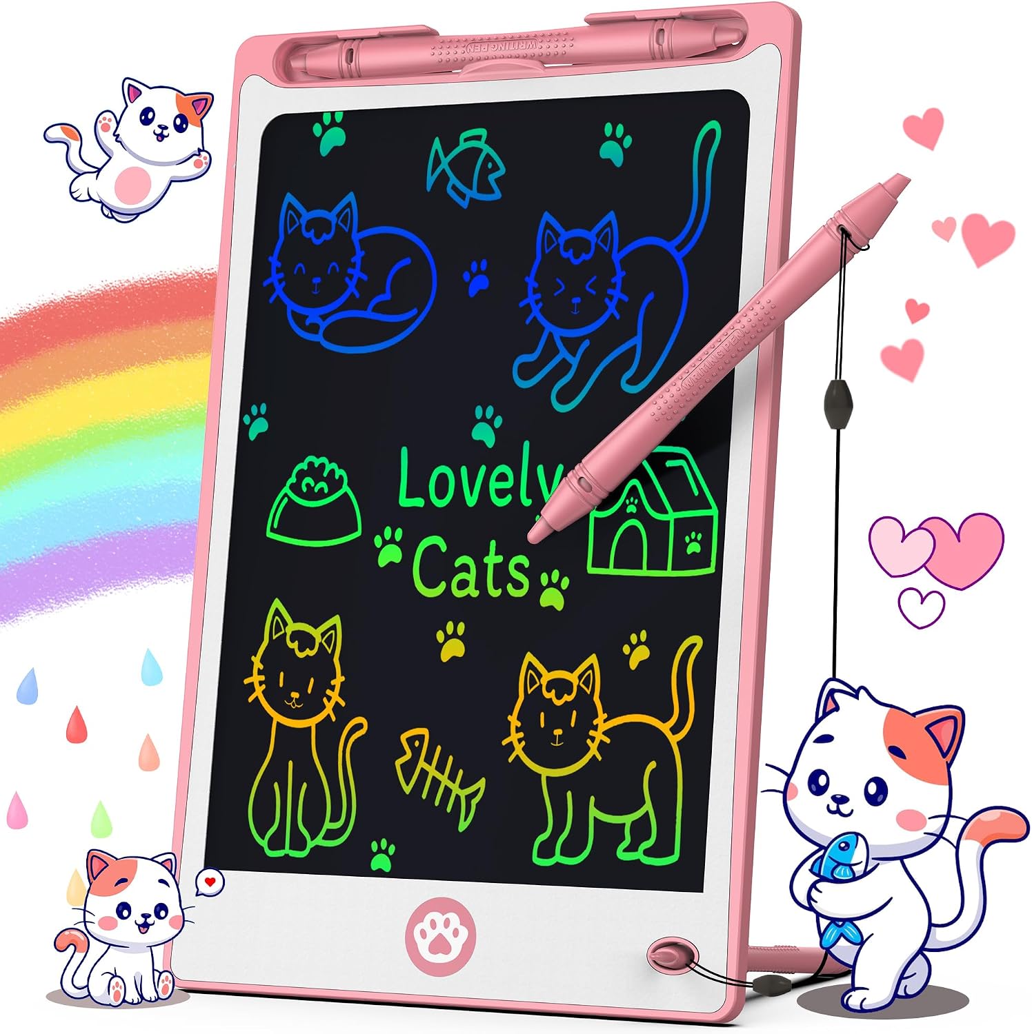 Hockvill LCD Writing Tablet for Kids 8.8 Inch, Toys for Girls Boys Drawing Pad for 3 4 5 6 7 Year Old Kids Toys, Children Christmas Birthday Gift for Kids Toddler Doodle Board Travel Essentials