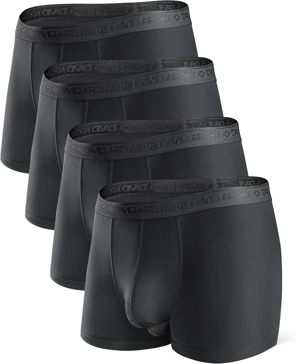 DAVID ARCHY Men's Underwear Modal Boxer Briefs Trunks Multi-Pack | Dual Pouch with Fly, Ultra Soft Second Skin Feel, Breathable Stretch Spandex, Anti Chafing, Daily Lounging Work Travel