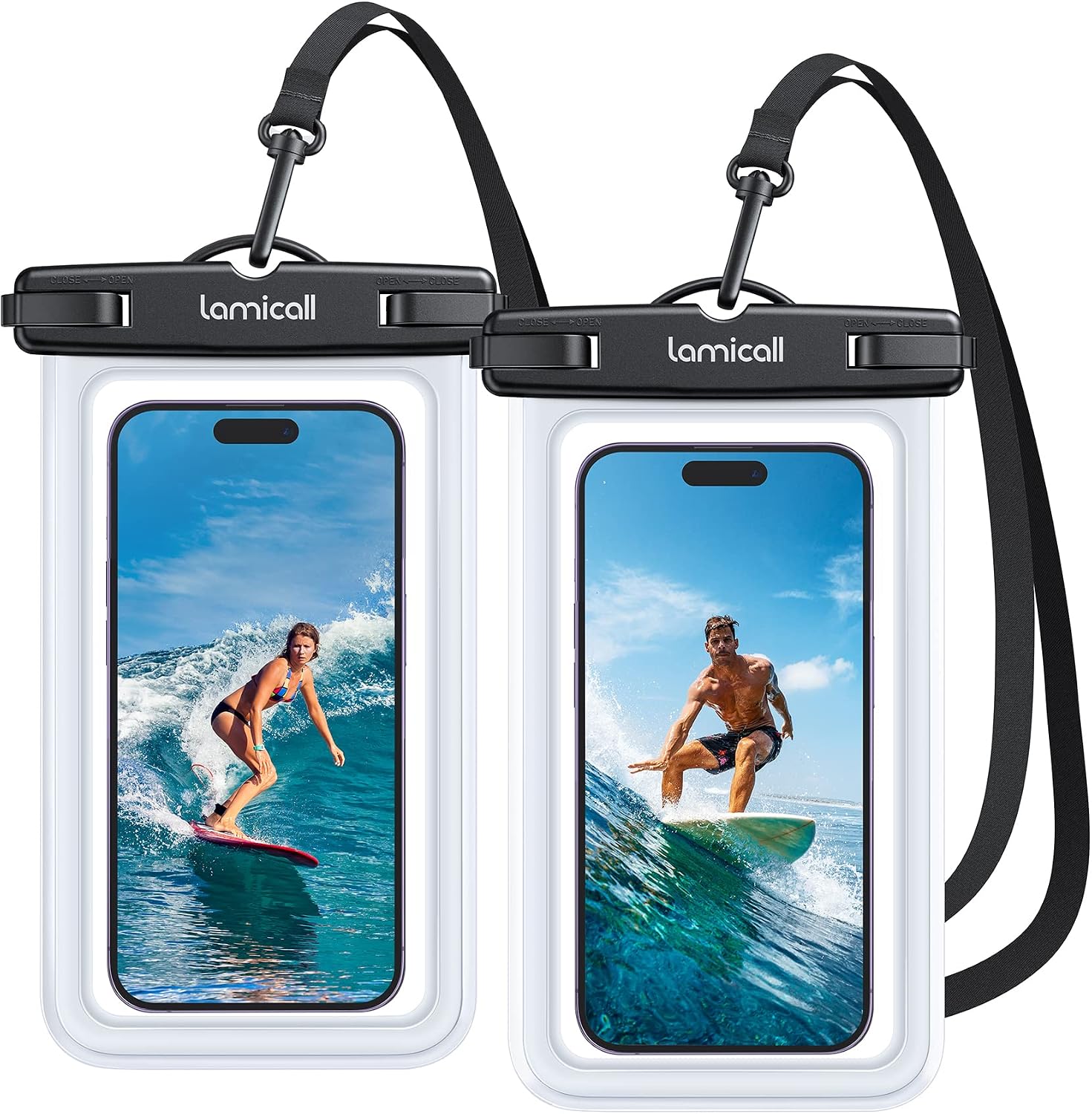 Lamicall Waterproof Phone Pouch, [2 Pack] IPX8 Water Proof Cell Phone Case | Beach & Cruise Essentials, Touch Screen, Dry Bag for iPhone 17 16 15 14 13 12 11 Pro Max Plus, Galaxy S25, for 7" with Case
