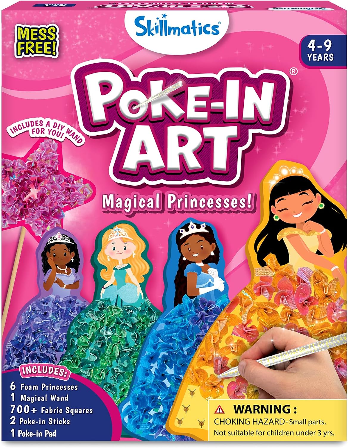 Skillmatics Poke-in Art – Magical Princesses, DIY Wood Craft Kits | Mess-Free Creative Fun for Kids, Colorful Craft Activity, Gifts for Girls & Boys Ages 4, 5, 6, 7, 8, 9
