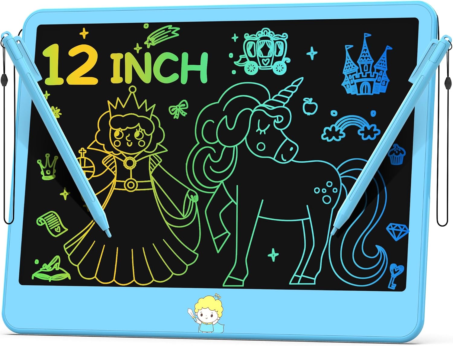 Hockvill LCD Writing Tablet for Kids 12 Inch, Toys for Boys Girls Drawing Pad for 3 4 5 6 7 Year Old Kids Toys, Toddler Erasable Doodle Board Travel Essentials, Christmas Birthday Gift for Kids - Blue