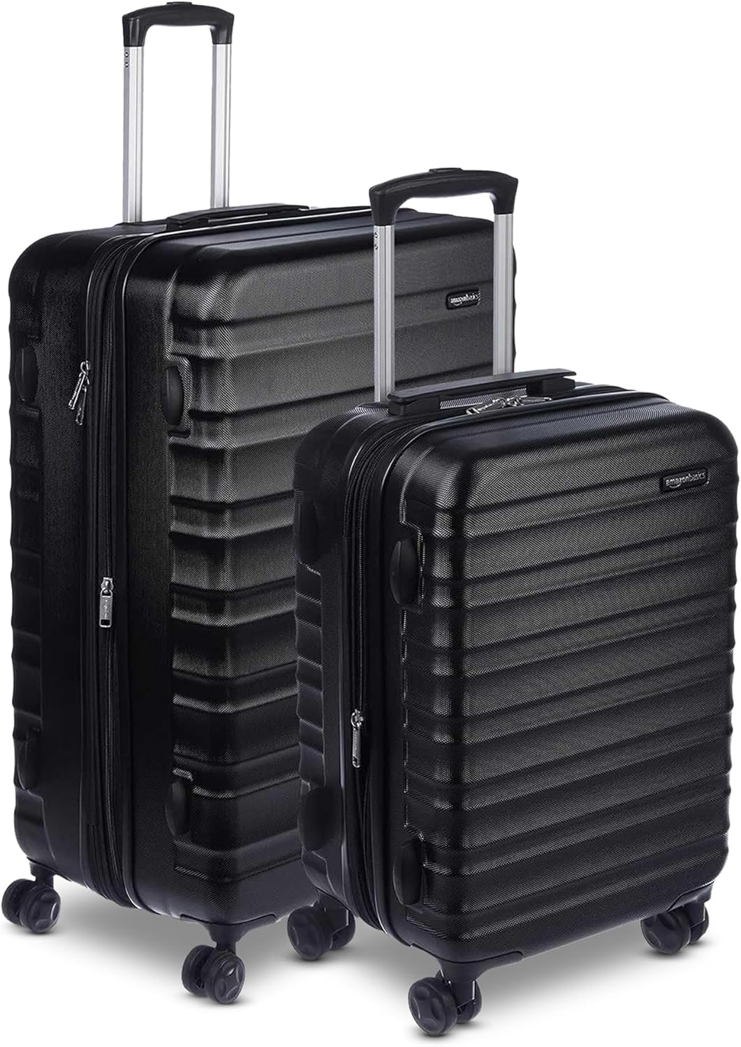 Amazon Basics 2-Piece Hardside Luggage Set (21" Carry-on, 30"), Expandable Suitcases with Spinner Wheels, Scratch-Resistant Surface, Black