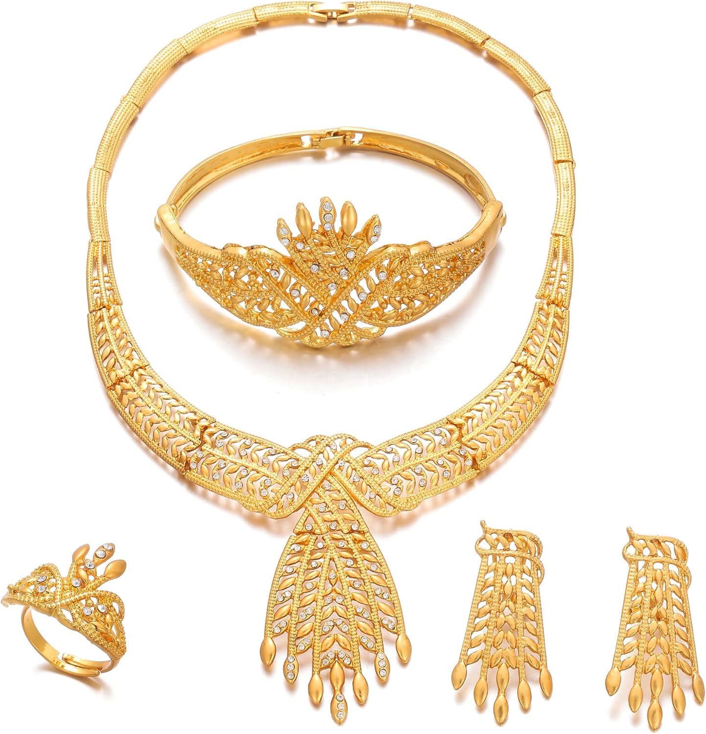 24k Gold Plated Necklace Set for women African Accessories for women Christmas Day Gifts