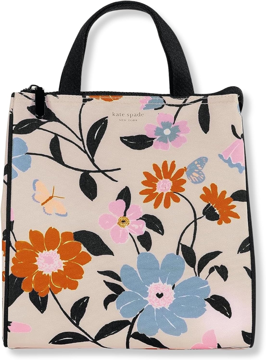 kate spade new york Insulated Lunch Tote, Floral Garden | Cute Insulated Soft Cooler Bag, Adult Lunch Box with Silver Thermal Interior Lining and Mesh Storage Pocket