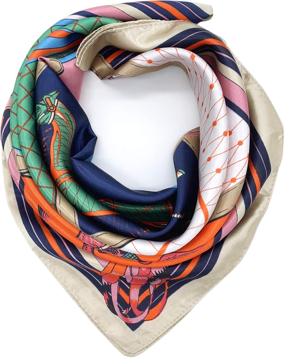YOUR SMILE Silk Feeling Scarf Women's Fashion Pattern & Solid Color Large Square Satin Headscarf