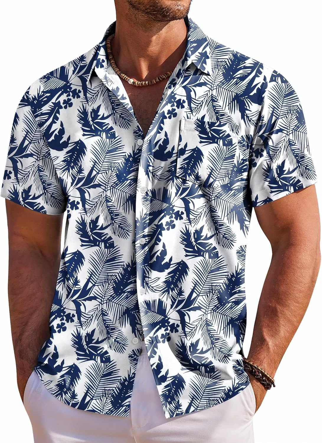COOFANDY Men's Hawaiian Shirt Short Sleeve Floral Button Down Shirts Tropical Holiday Beach Shirts