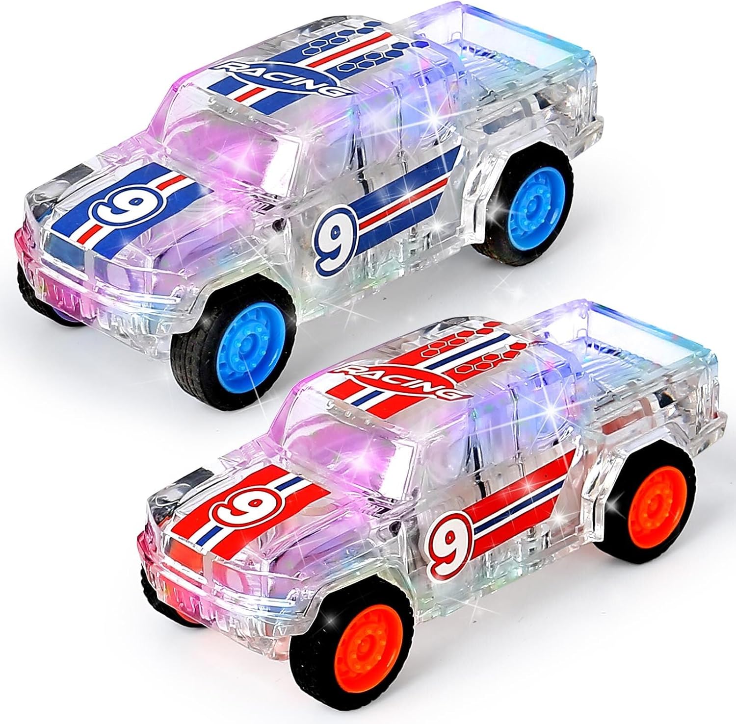 LIDI LED Light Up Pull Back Cars Toy, Light up Toy Cars, Age Toddlers Baby Kids Boy Birthday Gifts Easter Basket Stuffers, Christmas Party Gift