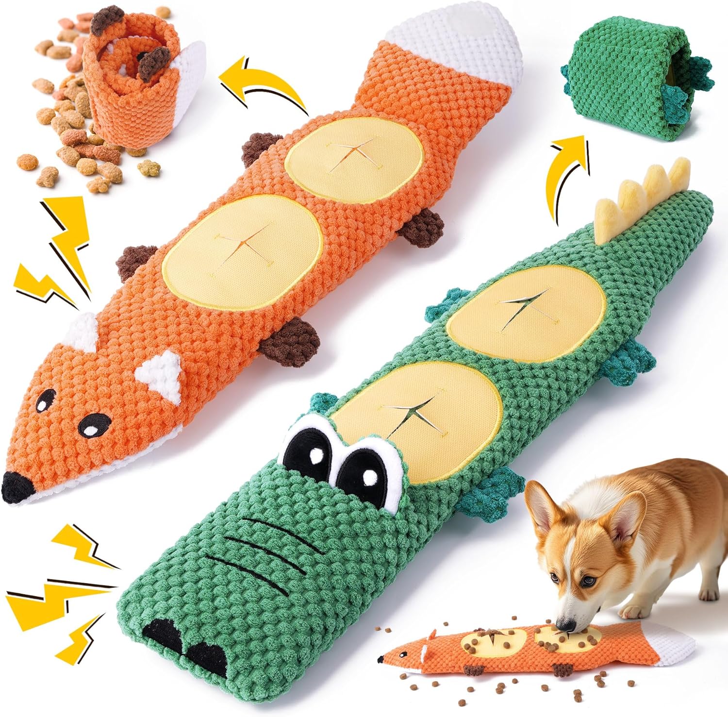 XIUGOAL Dog Toys for Aggressive Chewers, 2 Pack No Stuffing Dog Toys for Boredom and Teething, Squeaky Chew Toy for Small, Medium Breed to Keep Them Busy