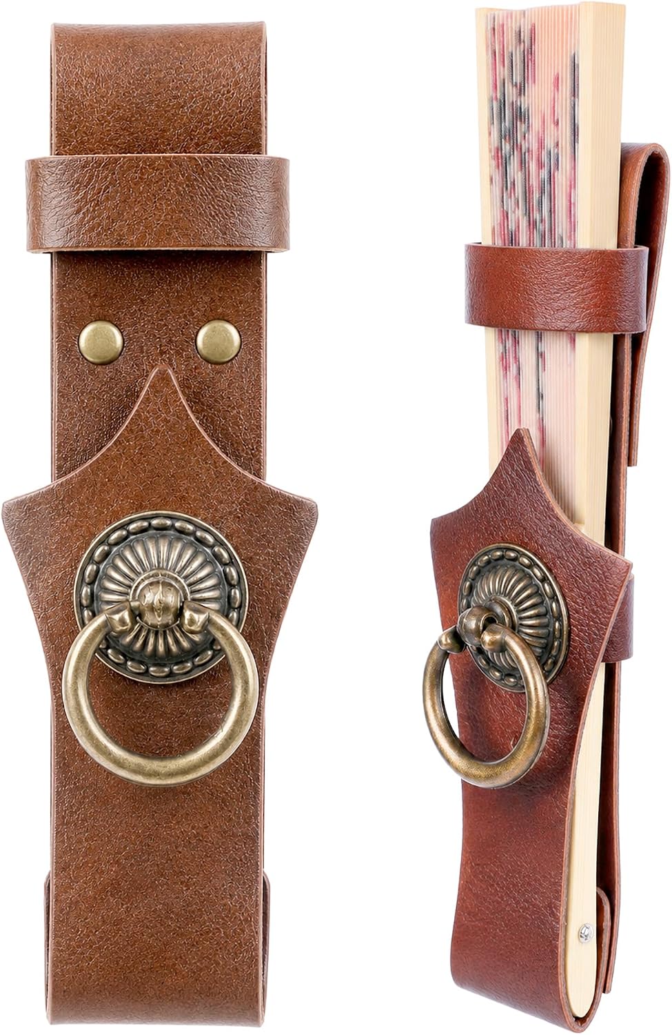 MOSTORY Renaissance Leather Fan Holster - Viking Fan Holster for Renfaire Outfit Cosplay Medieval Accessories