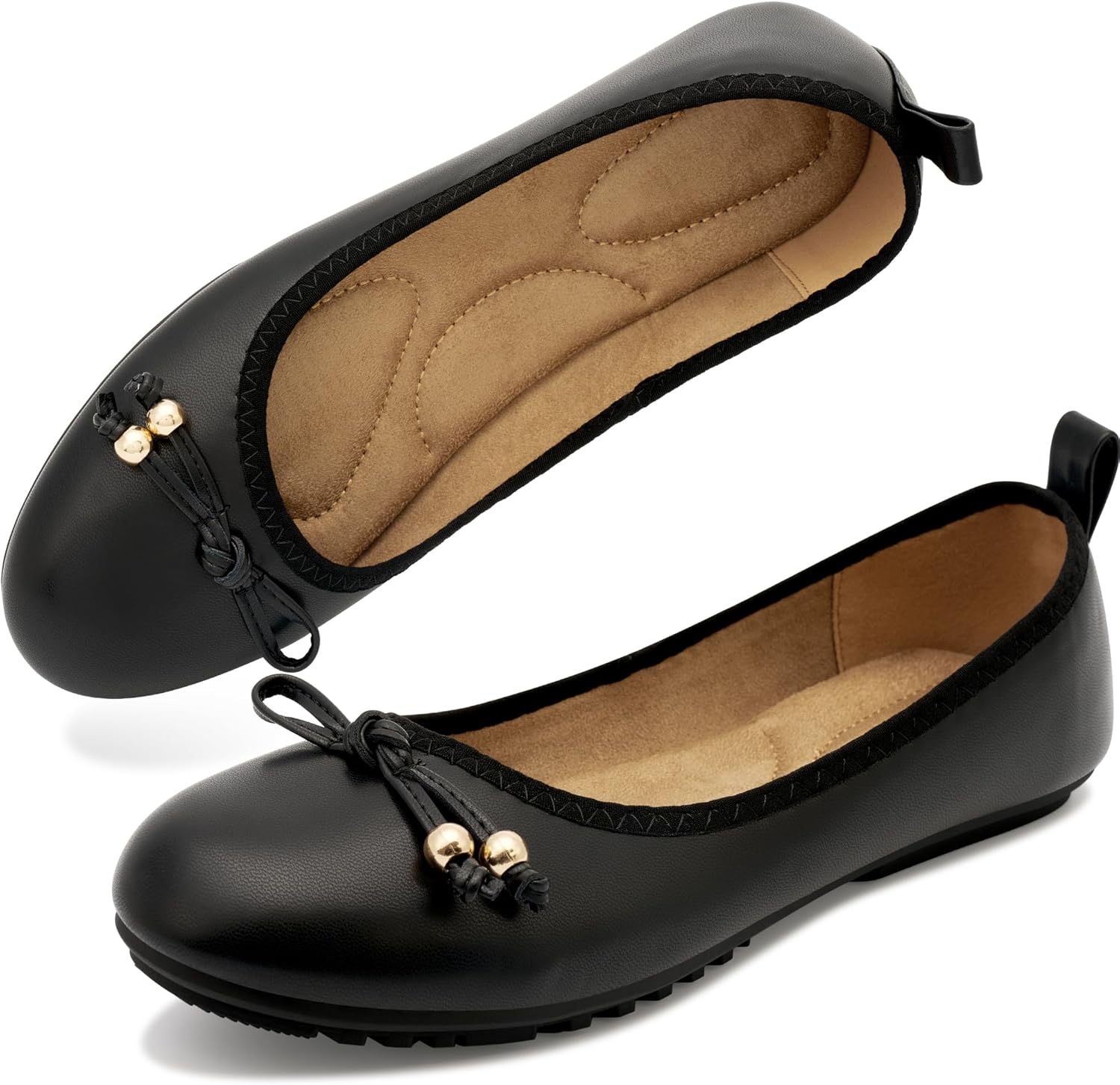 Reimferce Casual Womens Ballet Flats: Slip-On Design & Cushioned Comfort for Daily Work- Quiet PU Soles & Round Toe for Confidence in Office - Working Women