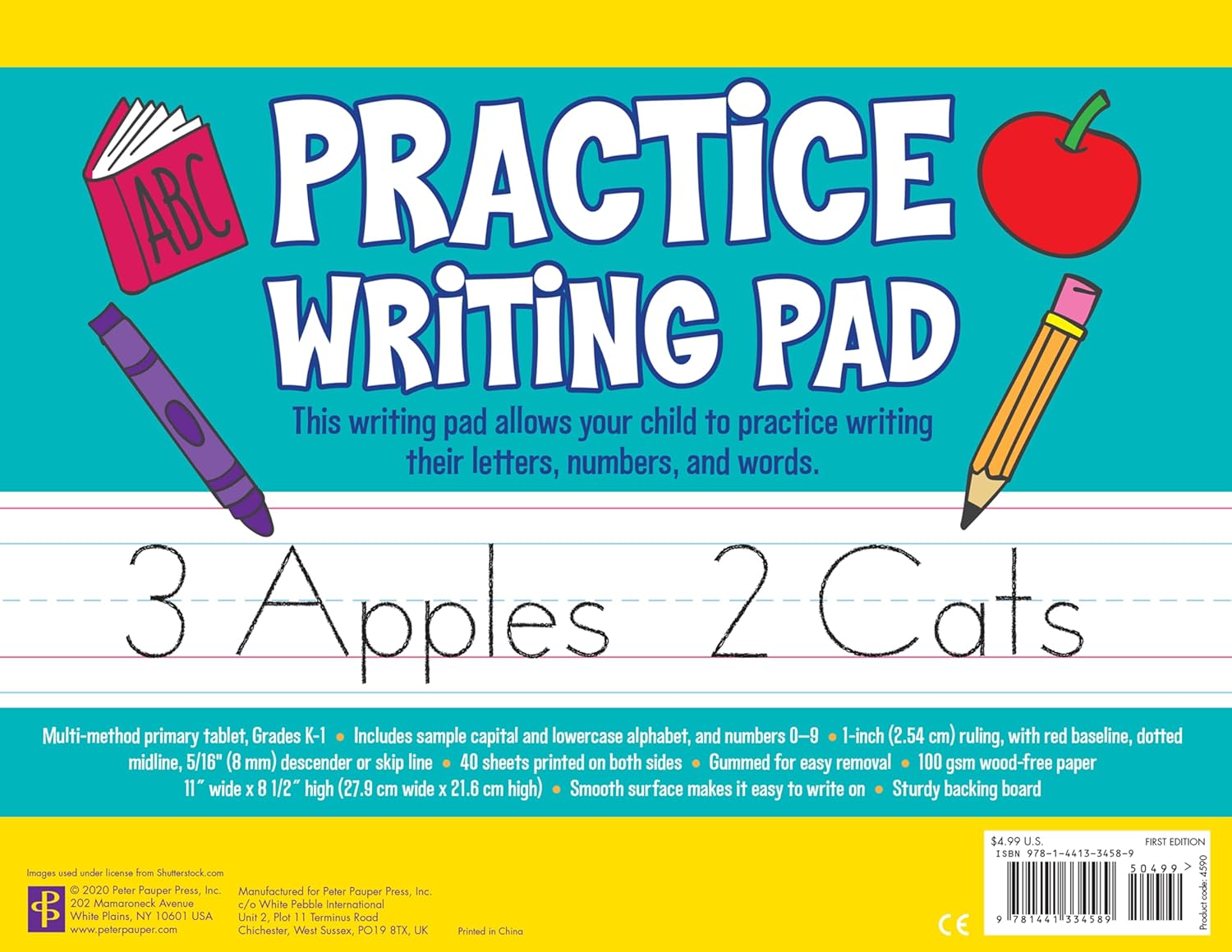 Practice Writing Pad - Primary tablet great for grades Kindergarten and up. (40 Sheets)