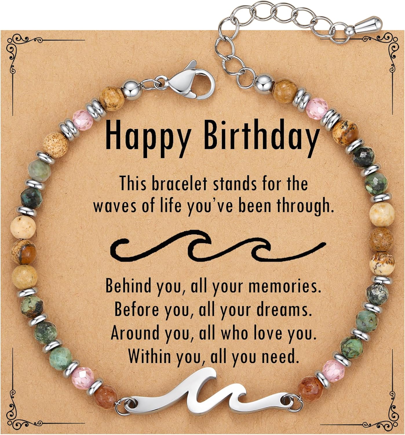 TONY & SANDY Friend Gifts for Women, Unique Birthday Gifts for Women, Sister Gift from Sister, Wave Bracelet, Christmas Graduation Mothers Day Gift for Her, Bestie Friendship Bracelets