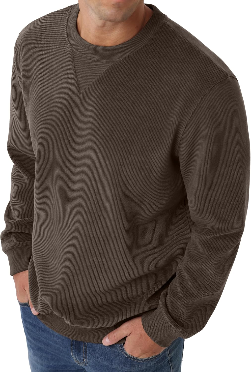 Sailwind Men's Corduroy Sweatshirt Casual Long Sleeve Crewneck Pullover Sweatshirts