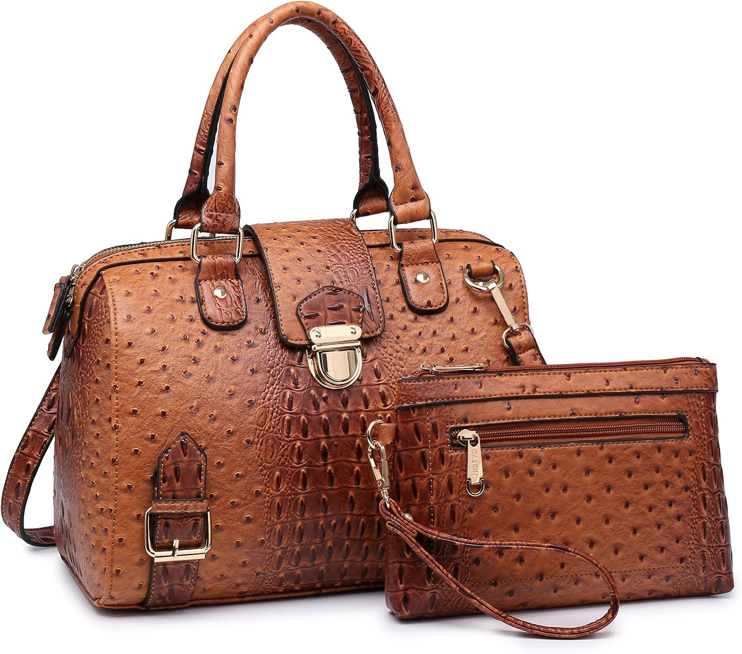 Womens Satchel Purse Boston Barrel Bag Top Handle Handbag Work Tote | Structured Boston Silhouette,Detachable Shoulder Strap,and Matching Wristlet for Travel,Work,Shop or Everyday use