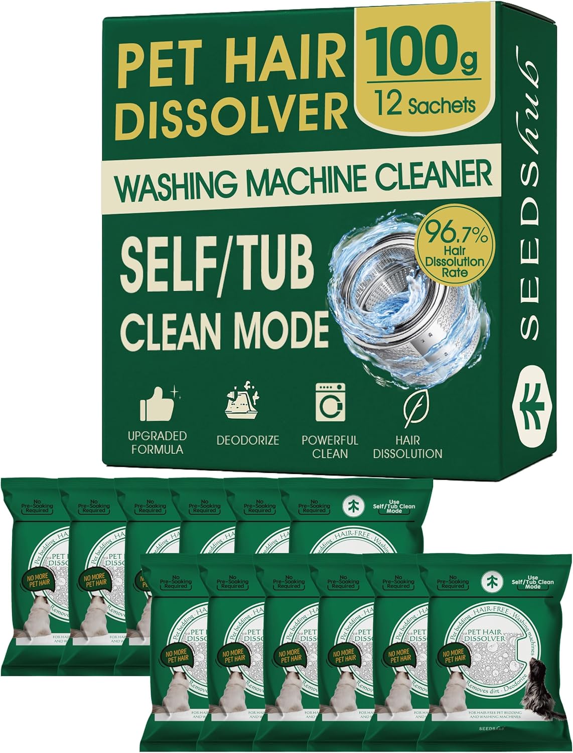 Pet Hair Dissolver for Washing Machine, Pet Hair Remover for Laundry, 96.7% Dissolution Rate, Dog Hair Remover, Cat Hair Remover, Up to 12 Months of Use, HE/Top/Front-Load Compatible, Septic Safe