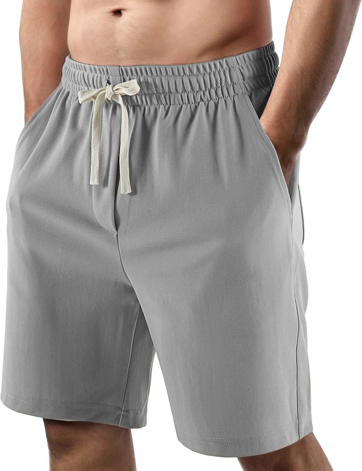 Lkrhzevg Mens Casual Shorts Outdoor Beach Shorts Elastic Waist Drawstring Athletic Shorts with Pockets for Running Vacation
