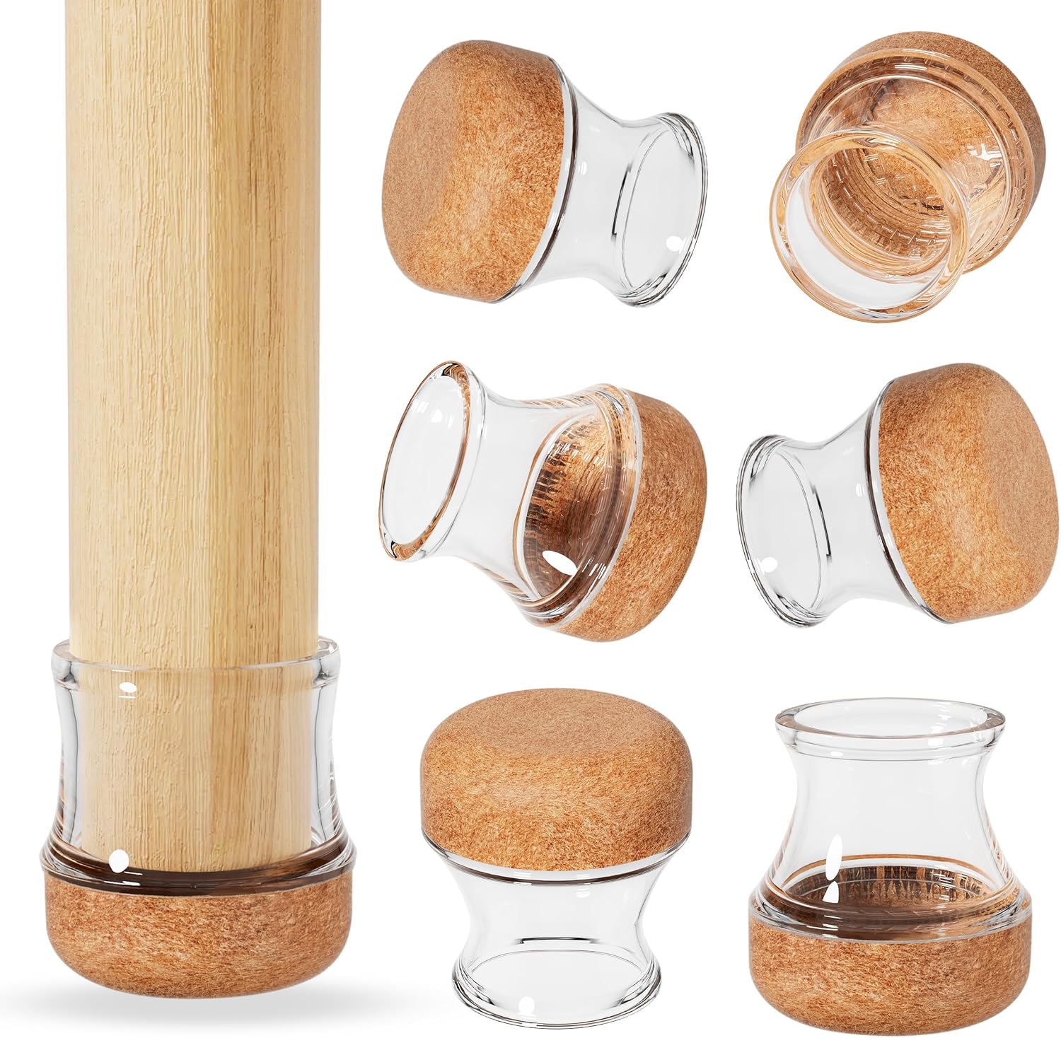 XLP 24 Pcs Silicone Chair Leg Caps - Large (Fit:0.78"-1.1") | Clear Chair Feet Protectors, Hardwood Floors Resistant to Scratches, Moving Furniture to Reduce Noise, Easy to Install