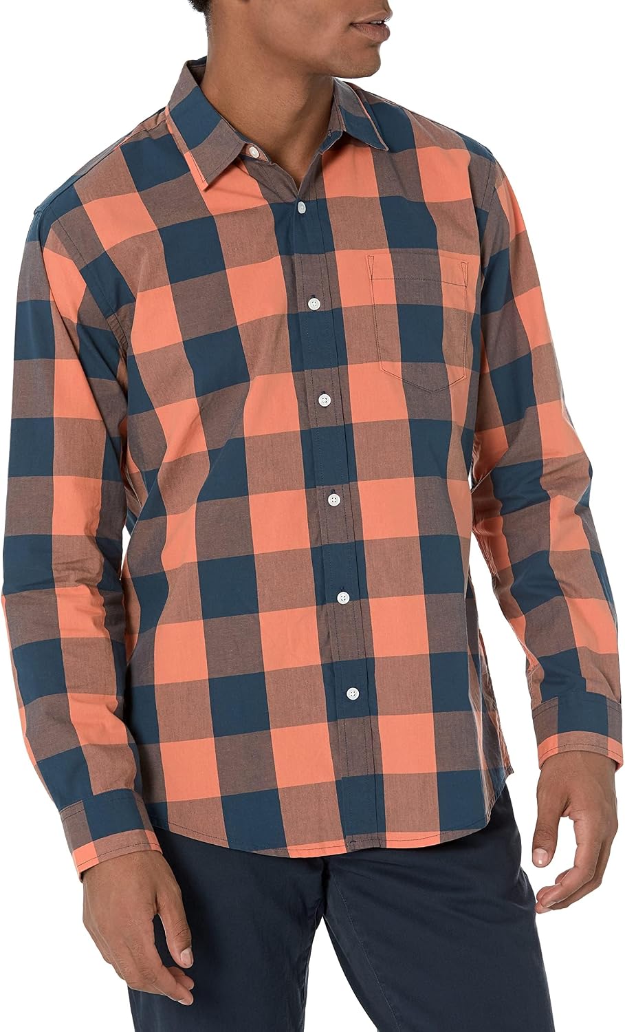 Amazon Essentials Men's Regular-Fit Long-Sleeve Casual Poplin Shirt, Button Front, Business Casual, Collared