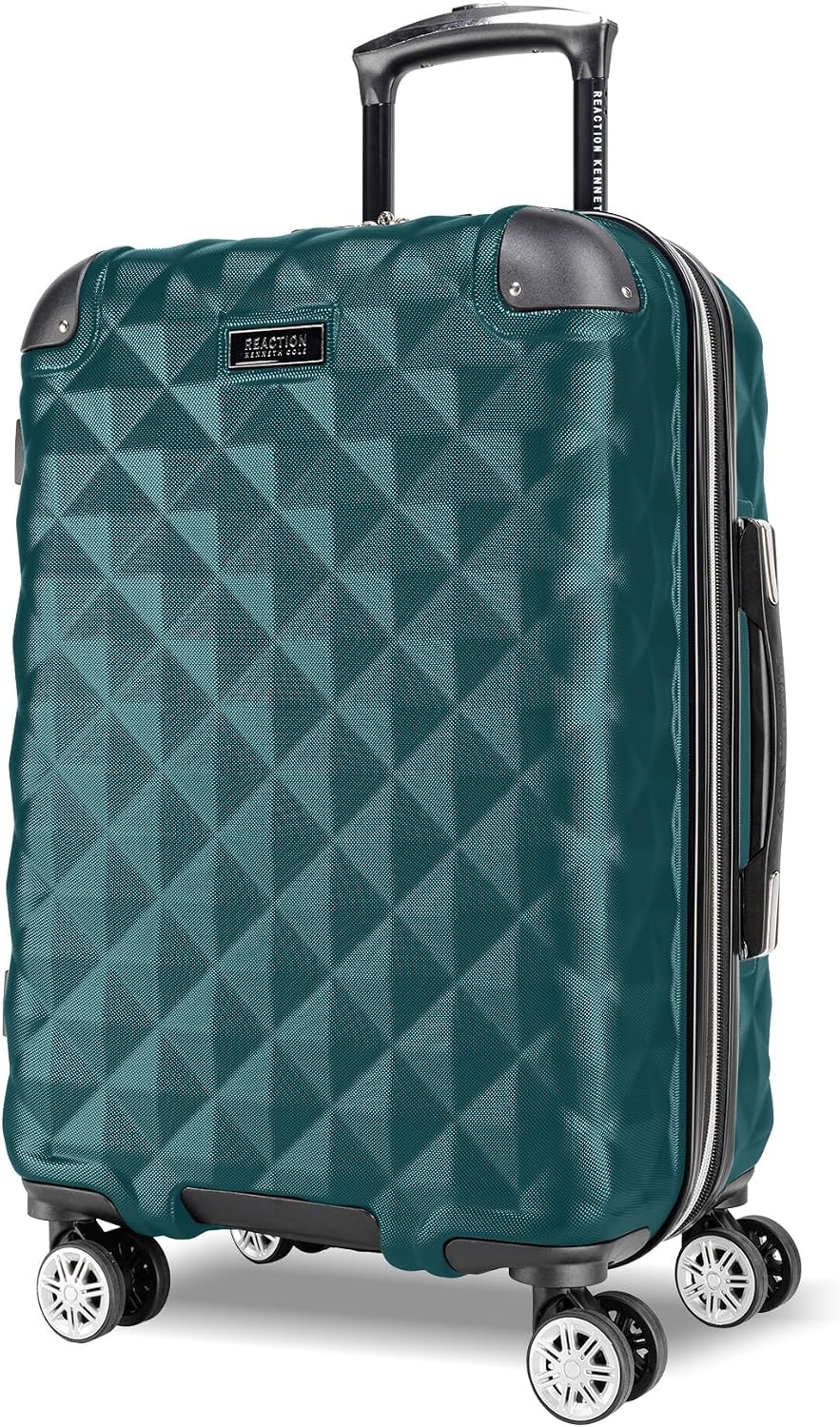 Kenneth Cole REACTION Diamond Tower Collection Lightweight Hardside Expandable 8-Wheel Spinner Travel Luggage, Deep Teal, 20-Inch Checked