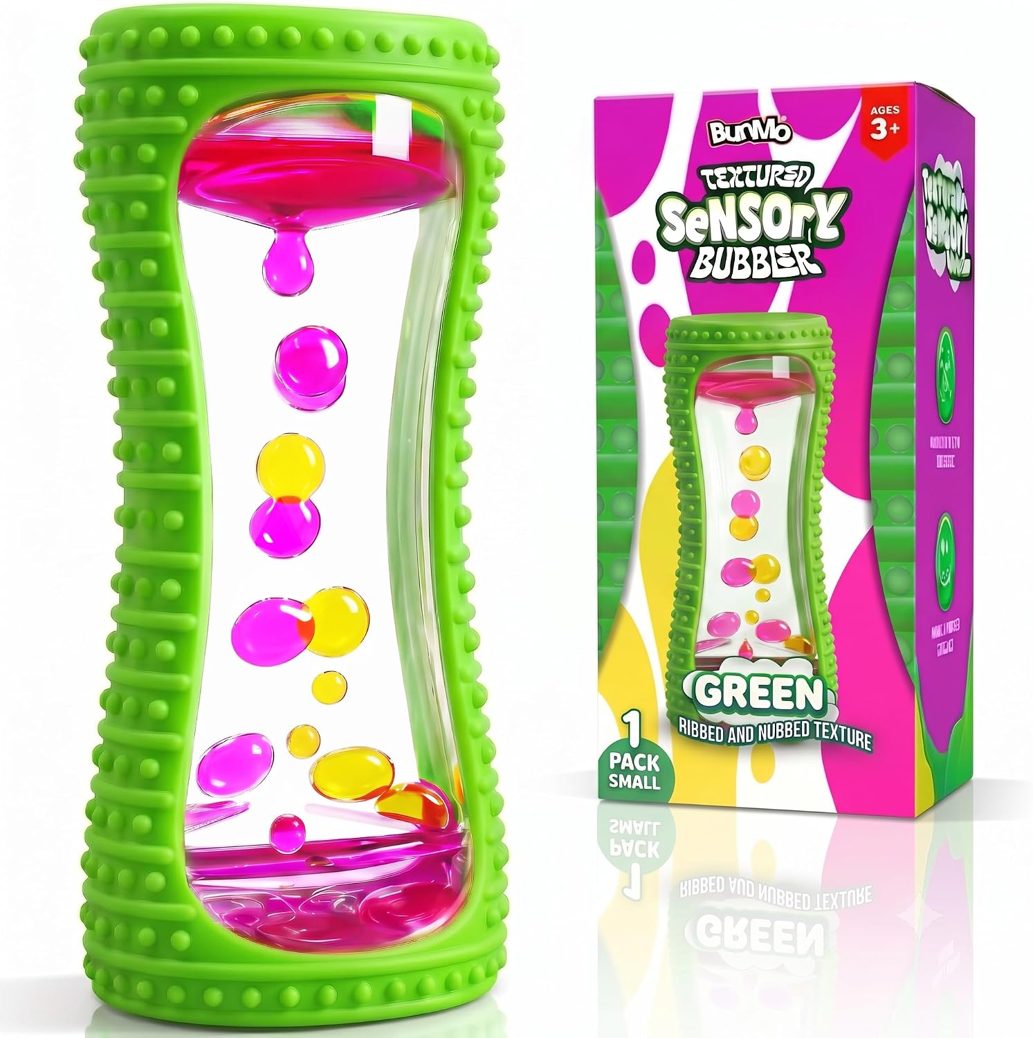 BUNMO Liquid Motion Bubbler Sensory Toy for Kids & Adults – Gentle Fidget Toy for Mindfulness – Stimulating Visual Sensory Experience – Colorful Bubble Fidget Timer for Desk & Travel - Green